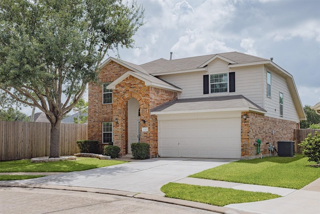 18107 Mayfield Meadow Ln, Richmond, TX 77407 - traditional home with brick siding, concrete driveway, an attached garage, and roof with shingles