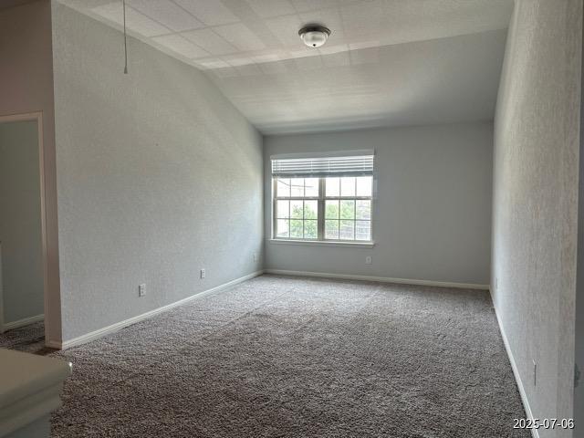 12906 Awuzie Trl, San Antonio, TX 78254 - carpeted empty room with lofted ceiling and baseboards