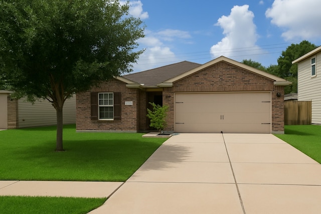 13406 Pine Tree Forest Trl, Houston, TX 77049 - single story home with brick siding, a garage, concrete driveway, and a front yard
