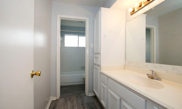 22635 River Birch Dr, Tomball, TX 77375 - bathroom with vanity and wood finished floors