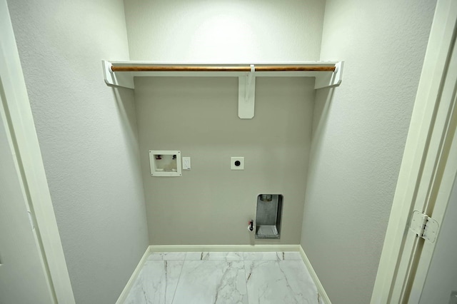 18927 Remington Bend Dr, Houston, TX 77073 - washroom featuring electric dryer hookup, washer hookup, marble finish floors, and hookup for a gas dryer