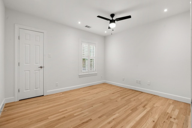 2409 Dryden Rd, Houston, TX 77030 - unfurnished room with a ceiling fan, light wood-type flooring, and recessed lighting