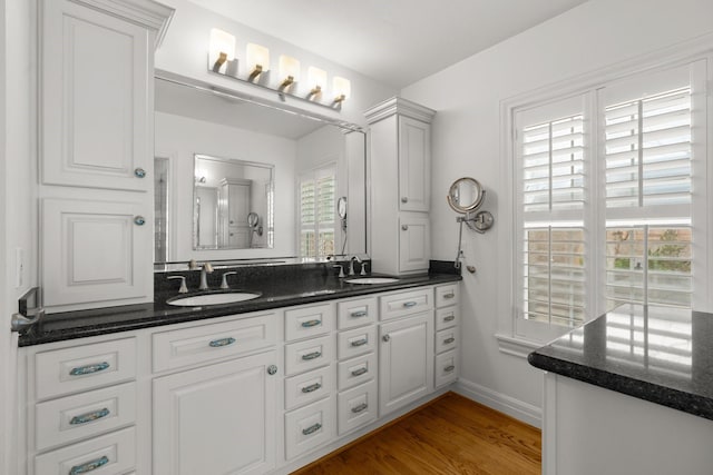 2409 Dryden Rd, Houston, TX 77030 - full bath featuring double vanity and wood finished floors