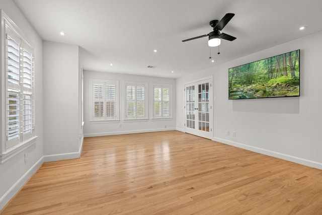 2409 Dryden Rd, Houston, TX 77030 - spare room with healthy amount of natural light, light wood-type flooring, ceiling fan, and recessed lighting