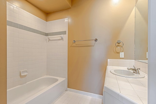 2315 Huldy St, Houston, TX 77019 - bathroom featuring vanity, tile patterned flooring, and shower / bathtub combination
