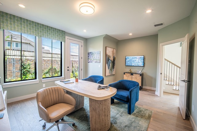 1720 Sedola Ln, Houston, TX 77055 - office featuring light wood-type flooring and recessed lighting
