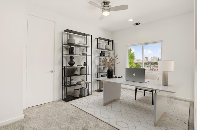 2232 Leeland St, Houston, TX 77003 - office featuring a ceiling fan and light colored carpet