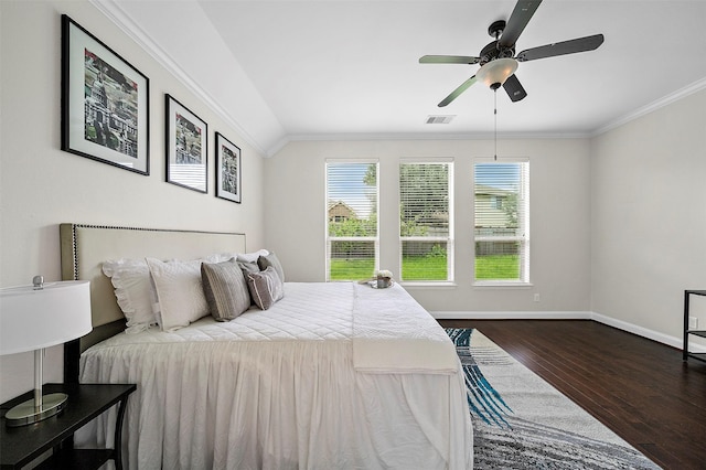 27910 Wedgeoak Ct, Katy, TX 77494 - bedroom with dark wood finished floors, ornamental molding, and ceiling fan