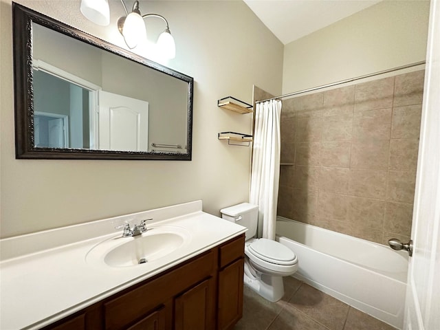 8022 Thorncroft Manor Ln, Richmond, TX 77407 - full bathroom featuring vanity, shower / bath combination with curtain, and tile patterned flooring