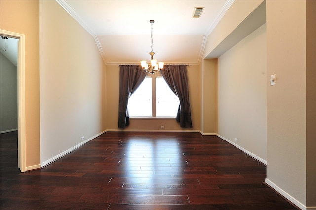 8022 Thorncroft Manor Ln, Richmond, TX 77407 - spare room with a chandelier, ornamental molding, and hardwood / wood-style floors