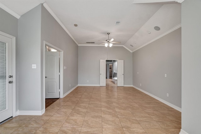 15510 Marble Canyon Way, Houston, TX 77044 - unfurnished room featuring a ceiling fan, ornamental molding, and lofted ceiling