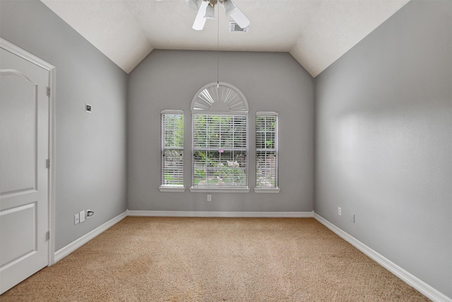 15510 Marble Canyon Way, Houston, TX 77044 - unfurnished room featuring a ceiling fan, carpet floors, and vaulted ceiling