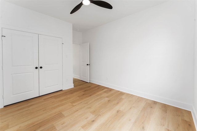 3327 Cornell St Unit A B, Houston, TX 77022 - unfurnished bedroom featuring light wood-type flooring, a closet, and a ceiling fan