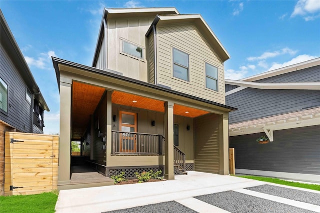 3327 Cornell St Unit A B, Houston, TX 77022 - view of front of property with board and batten siding and covered porch