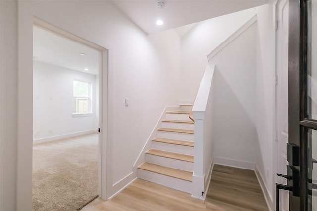 5703C Balbo St, Houston, TX 77091 - stairway featuring recessed lighting and wood finished floors