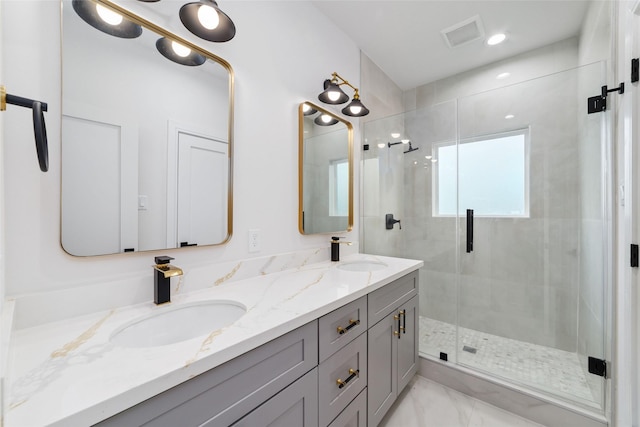 6715 England St, Houston, TX 77021 - full bathroom with double vanity and a shower stall