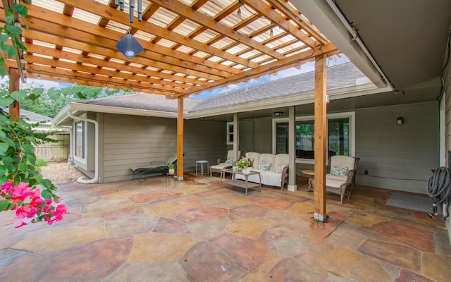 9818 Emnora Ln, Houston, TX 77080 - view of patio featuring an outdoor living space