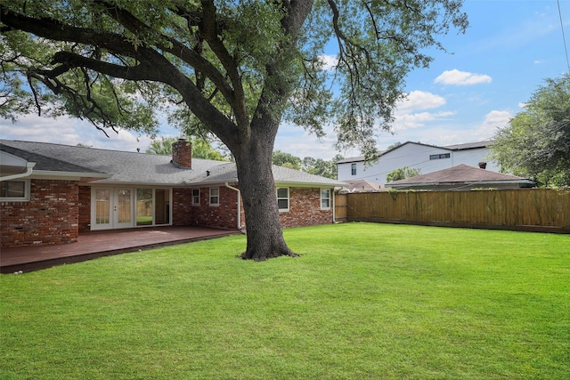3815 Latma Dr, Houston, TX 77025 - view of yard featuring french doors and a deck