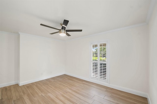 3815 Latma Dr, Houston, TX 77025 - empty room with light wood-type flooring, crown molding, and a ceiling fan