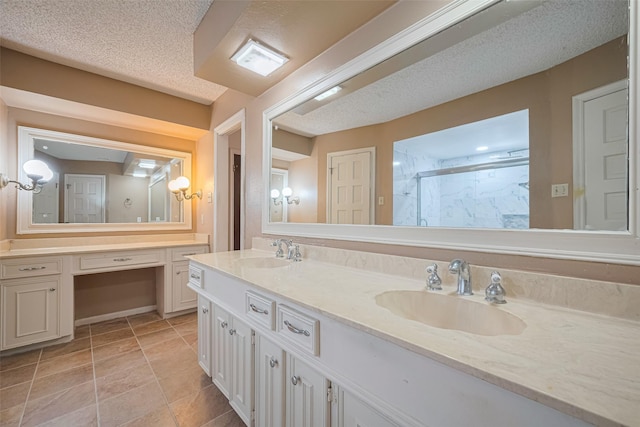 2823 W Pebble Beach Dr, Missouri City, TX 77459 - bathroom featuring double vanity and a marble finish shower