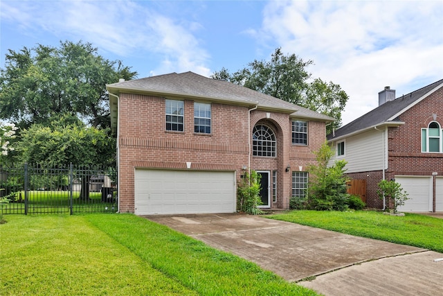 3327 Shady Glen Ln, Missouri City, TX 77459 - view of front of property with a garage, concrete driveway, brick siding, and roof with shingles