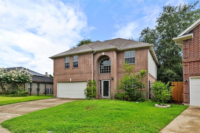 3327 Shady Glen Ln, Missouri City, TX 77459 - traditional-style house with brick siding, driveway, an attached garage, and a shingled roof