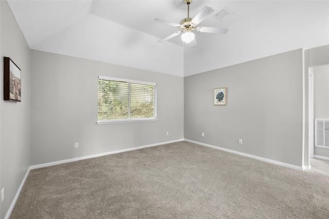 3327 Shady Glen Ln, Missouri City, TX 77459 - unfurnished room with vaulted ceiling, carpet floors, and ceiling fan