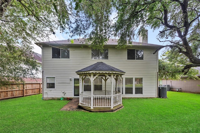 3327 Shady Glen Ln, Missouri City, TX 77459 - rear view of property with a gazebo, a chimney, and a deck