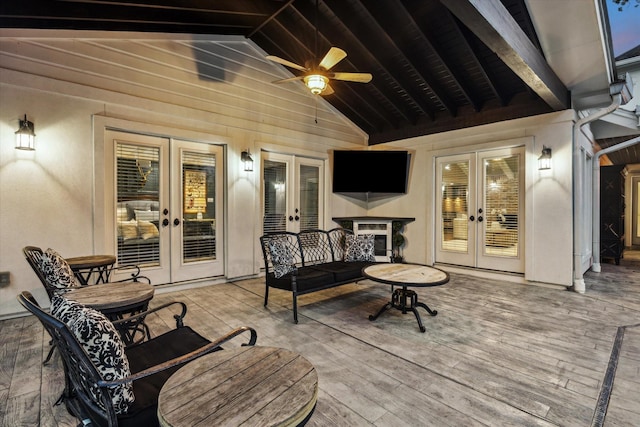 206 Lakemere St, Houston, TX 77079 - wooden deck featuring french doors and a ceiling fan