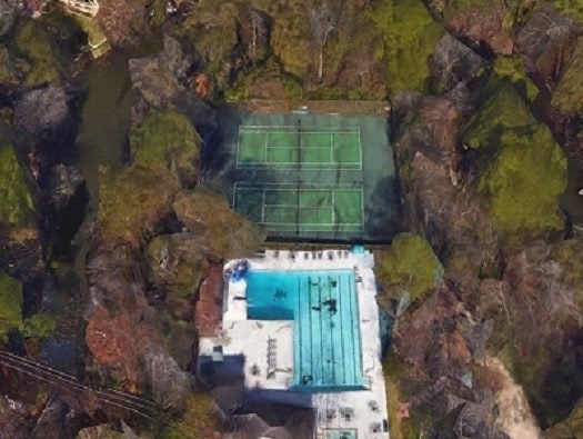 206 Lakemere St, Houston, TX 77079 - aerial overview of property's location with a pool