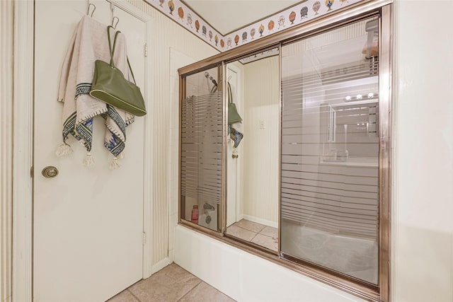 202 Old Bridge Lk, Houston, TX 77069 - full bathroom with bath / shower combo with glass door and tile patterned floors