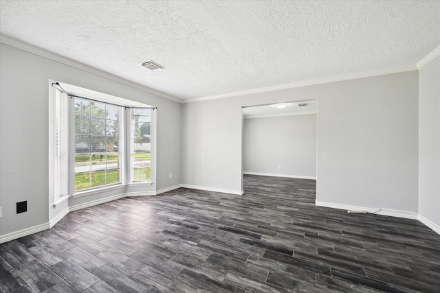 1804 Sleepy Creek Way, Pearland, TX 77581 - empty room with dark wood-style floors, a textured ceiling, and crown molding