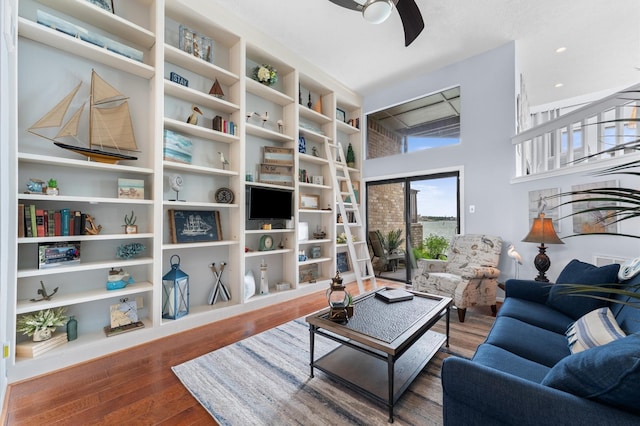 2816 Lighthouse Dr, Houston, TX 77058 - living room with wood finished floors and ceiling fan
