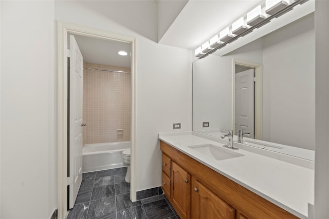 1111 Bering Dr Unit 1001, Houston, TX 77057 - full bathroom featuring vanity, shower / washtub combination, and recessed lighting