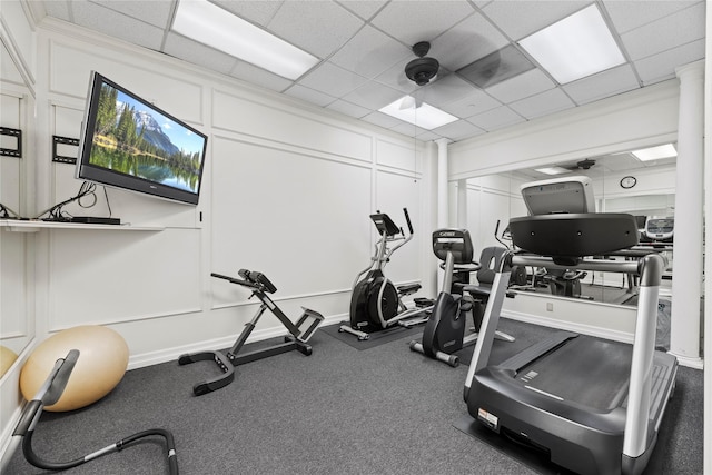 1111 Bering Dr Unit 1001, Houston, TX 77057 - exercise room with a paneled ceiling