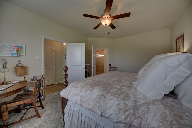 1009 Old Vine, Brenham, TX 77833 - bedroom featuring light wood-type flooring, a ceiling fan, and an office area