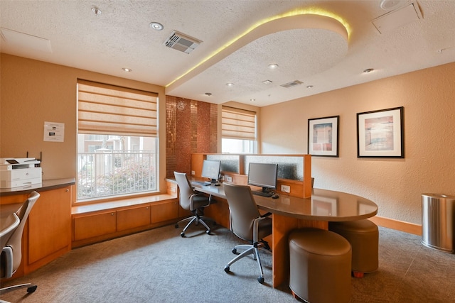 3505 Sage Rd Unit 1206, Houston, TX 77056 - office featuring a textured ceiling, carpet, a textured wall, and recessed lighting