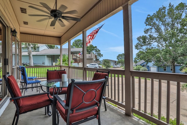 63 Harbour Row Dr, Coldspring, TX 77331 - sunroom / solarium with a ceiling fan and a residential view