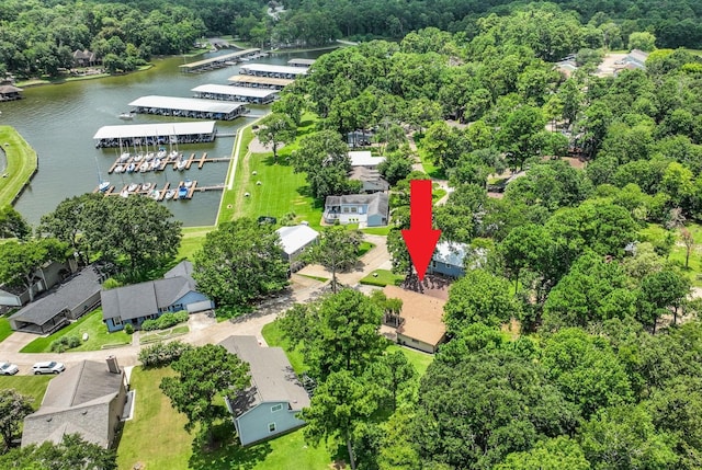 63 Harbour Row Dr, Coldspring, TX 77331 - drone / aerial view of a large body of water and numerous boat docks