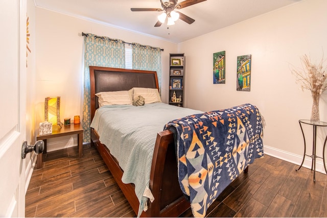 3405 Randall St, Pearland, TX 77581 - bedroom with wood finished floors, a ceiling fan, and crown molding