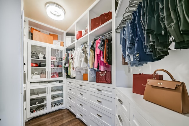 9503 Martha Springs Dr, Houston, TX 77070 - walk in closet with dark wood-type flooring