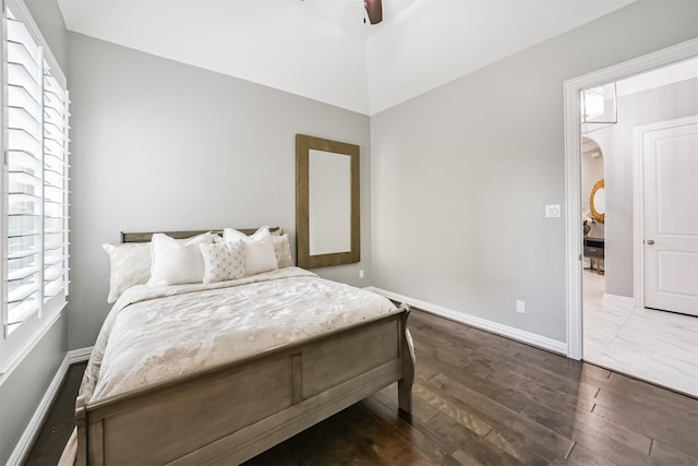 9503 Martha Springs Dr, Houston, TX 77070 - bedroom featuring hardwood / wood-style floors, multiple windows, and ceiling fan