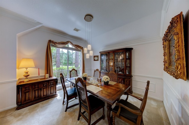 3910 Sand Myrtle Dr, Houston, TX 77059 - dining area featuring light carpet and crown molding