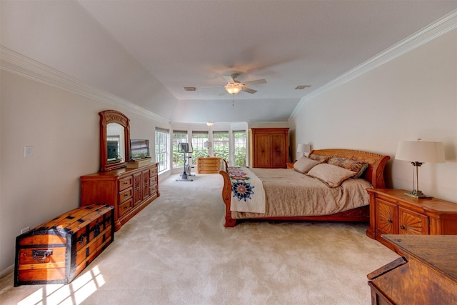 3910 Sand Myrtle Dr, Houston, TX 77059 - bedroom featuring light carpet, crown molding, and a ceiling fan