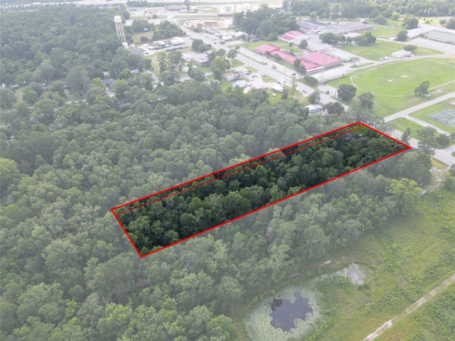 26334 Fm 2090th Rd, Splendora, TX 77372 - aerial overview of property's location with a forest and property parcel outlined