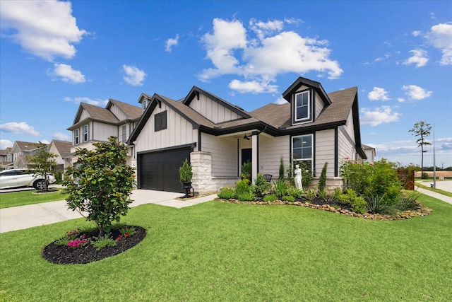 23502 Glenbuck St, Spring, TX 77373 - view of front of home featuring board and batten siding, concrete driveway, and a front yard