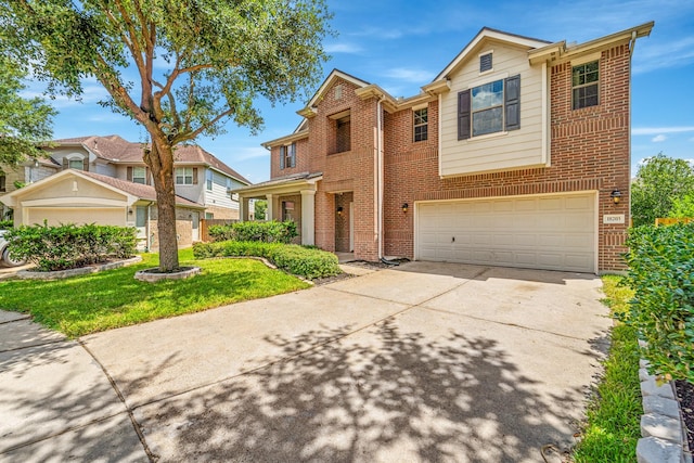 18203 Park Sage Ct, Cypress, TX 77433 - traditional-style home featuring brick siding, driveway, a garage, and a front yard