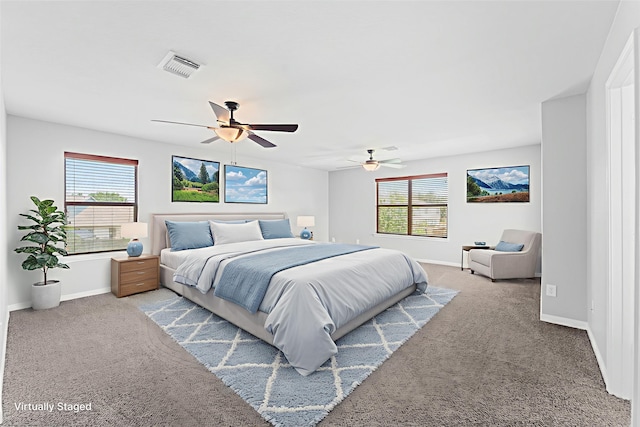 18203 Park Sage Ct, Cypress, TX 77433 - bedroom with carpet and a ceiling fan