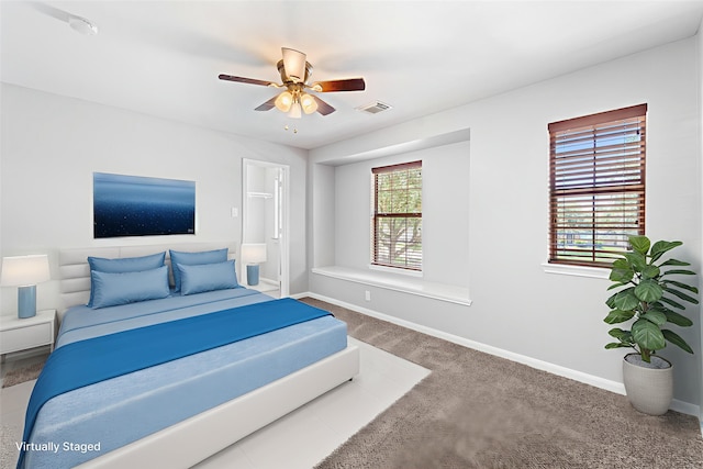 18203 Park Sage Ct, Cypress, TX 77433 - carpeted bedroom featuring baseboards and ceiling fan