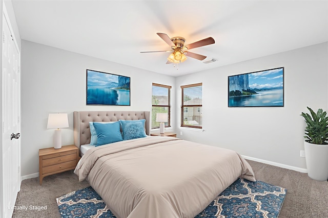18203 Park Sage Ct, Cypress, TX 77433 - carpeted bedroom with baseboards and ceiling fan